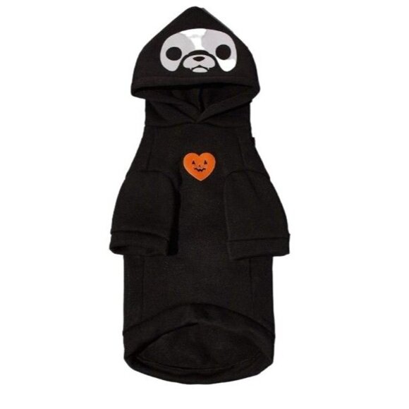 Pet Coat Small Skeleton Hoodie Reflective Black Skull - Picture 3 of 5